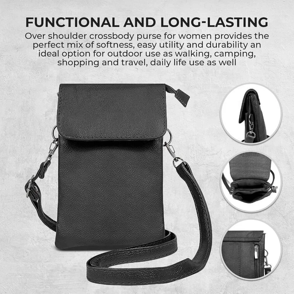 Leather Small Crossbody Purse for Women Compact Lightweight Stylish Durable